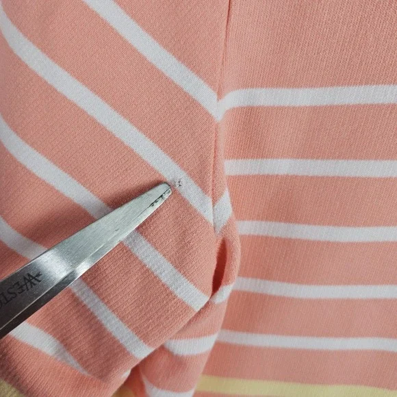 LL Bean Rugby Henley Coral Pink Long Sleeve Shirt Womens Medium Preppy Retro - Picture 7 of 16